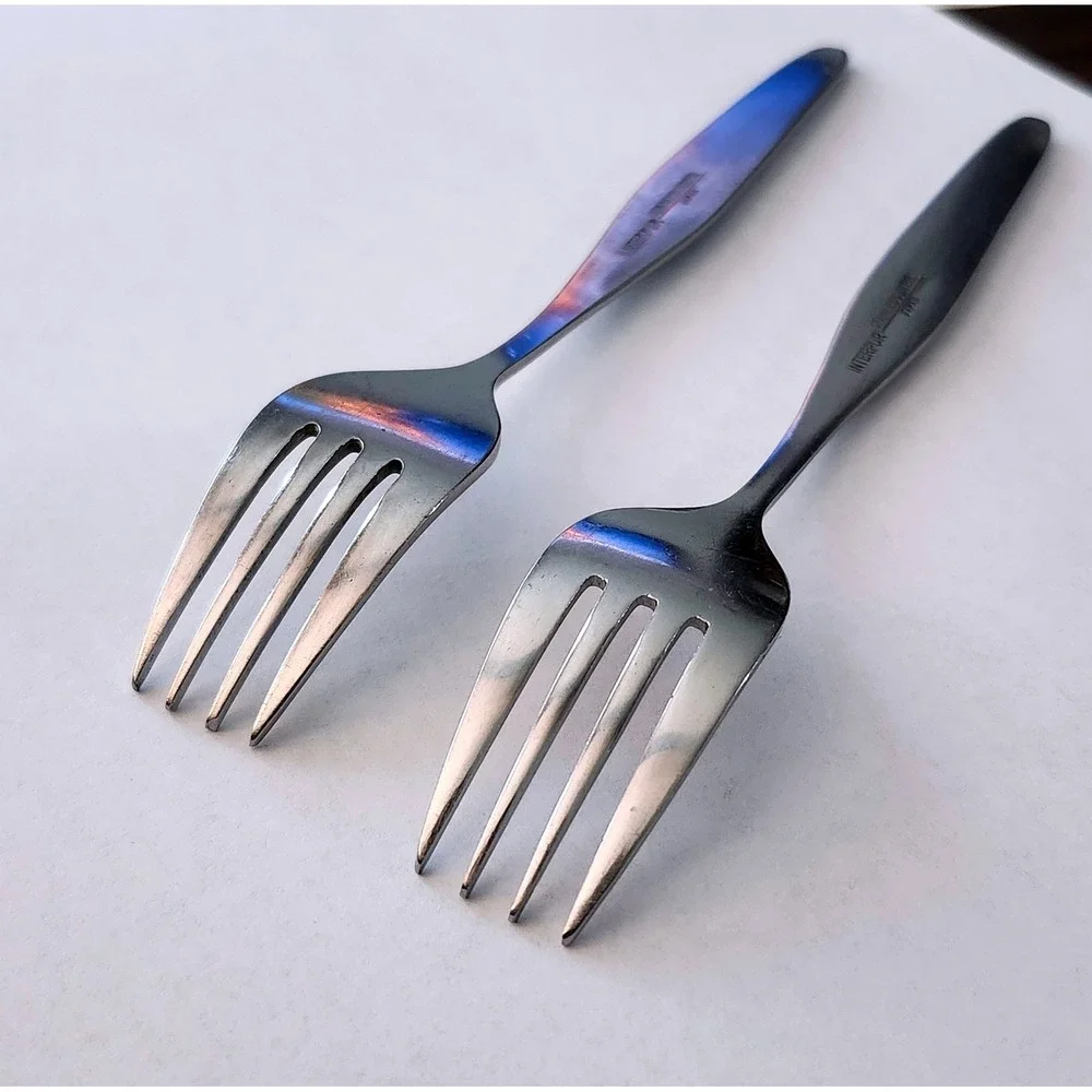 VTG Interpur Jardinera Stainless Salad Forks Black Accent Flatware set of 2 MCM